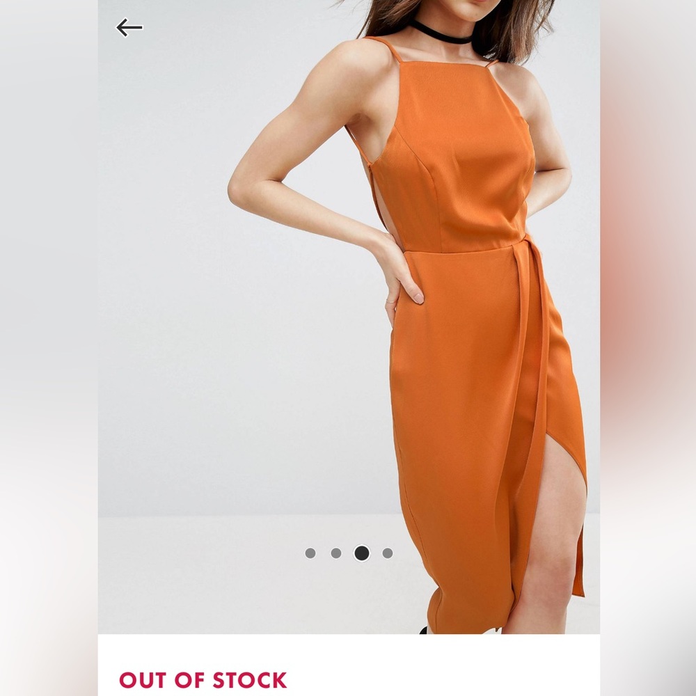 ASOS Drape Front Delicate Back Midi Dress - Picture 3 of 9